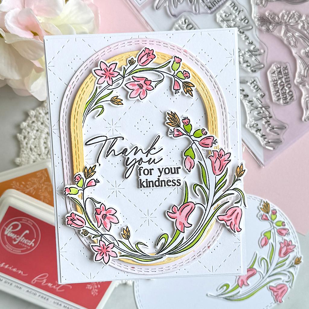 Pinkfresh Studio - Dies - Double Stitched Elongated Oval-ScrapbookPal