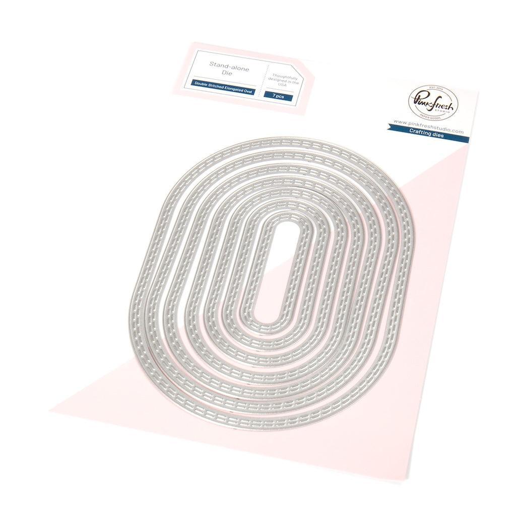 Pinkfresh Studio - Dies - Double Stitched Elongated Oval-ScrapbookPal