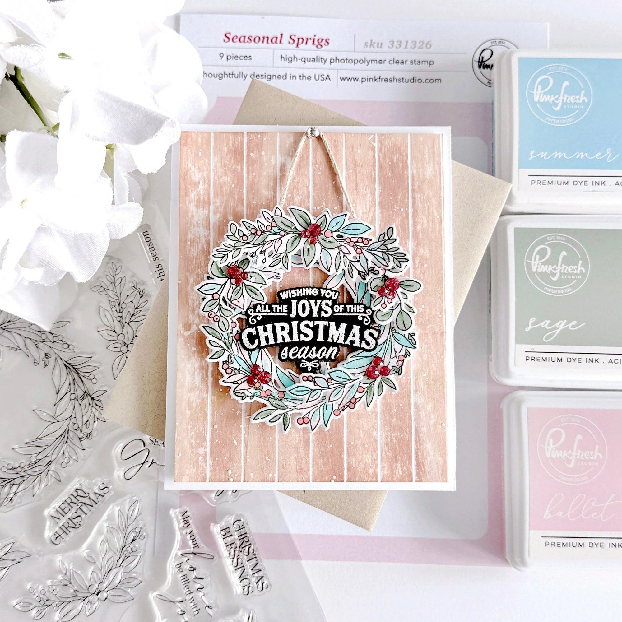 Pinkfresh Studio - Stencils - Seasonal Sprigs-ScrapbookPal