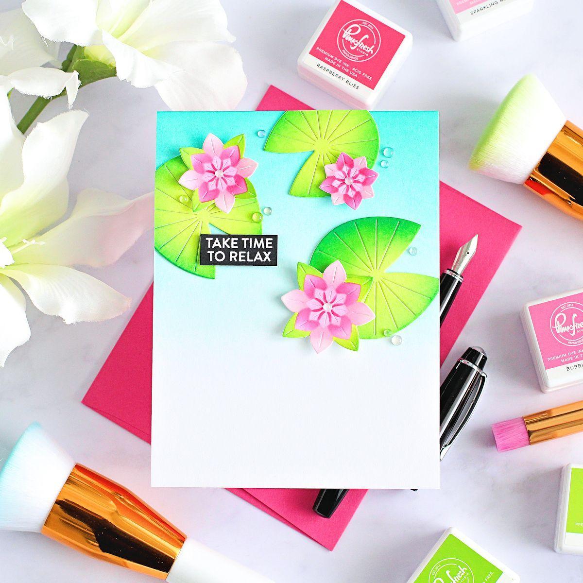 Pinkfresh Studio - Stencils - Tranquil Water Lilies-ScrapbookPal