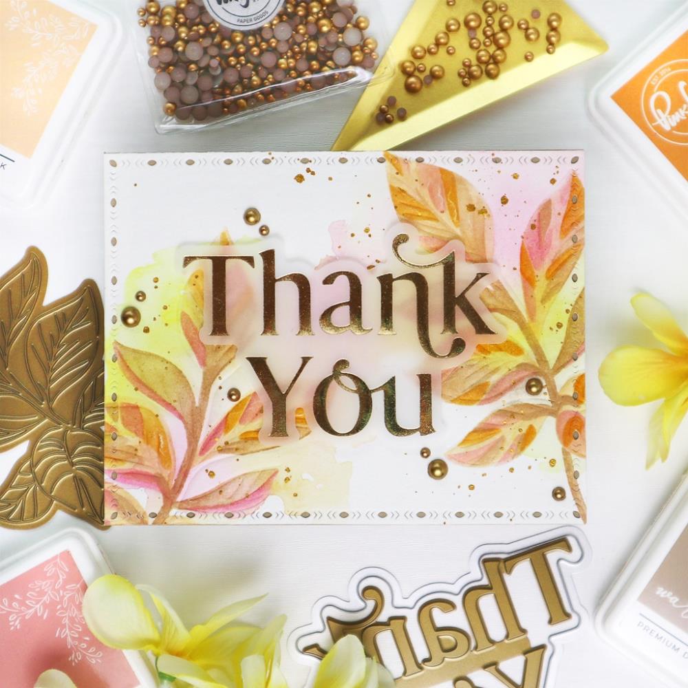 Pinkfresh Studio - Hot Foil Plate &amp; Die Set - Thank You-ScrapbookPal