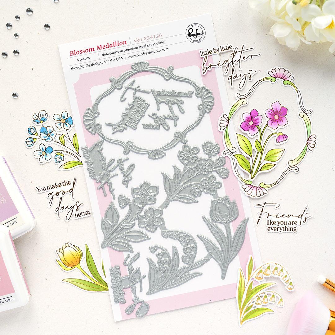 Pinkfresh Studio - Press Plates - Blossom Medallion-ScrapbookPal