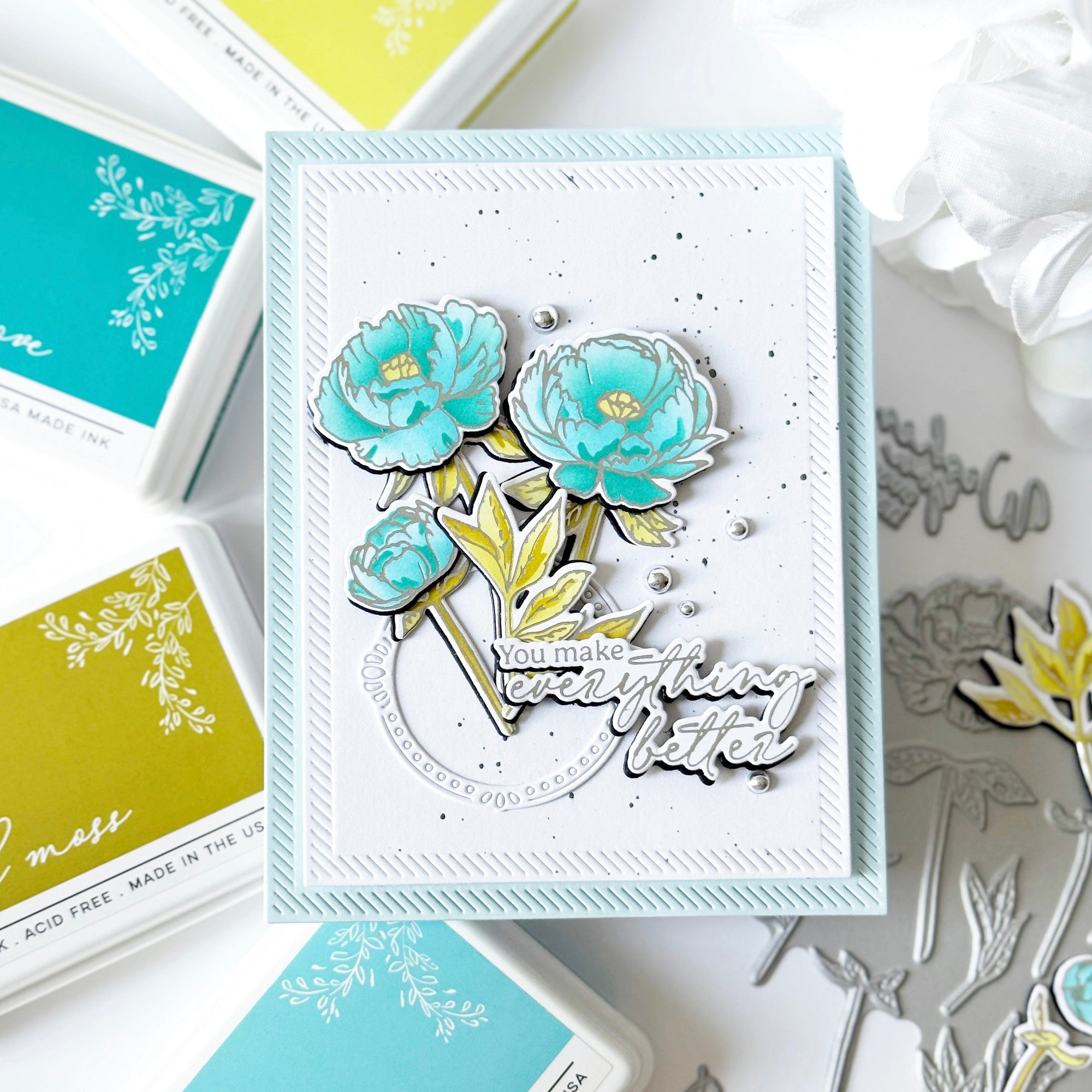 Pinkfresh Studio - Press Plates - Blushing Blooms-ScrapbookPal