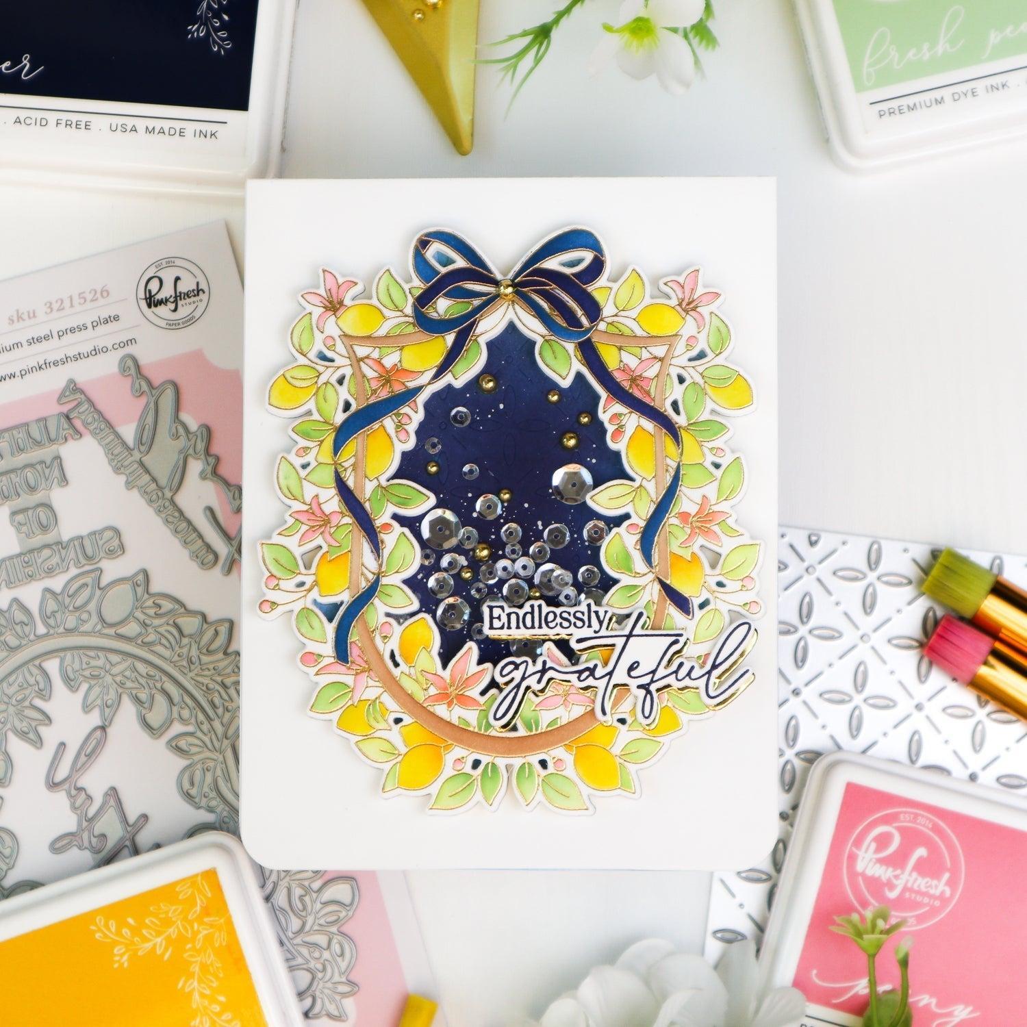 Pinkfresh Studio - Stencils - Lemon Blossom Crest-ScrapbookPal