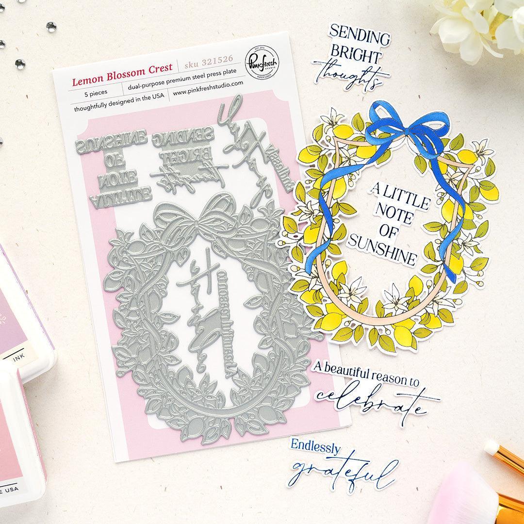 Pinkfresh Studio - Press Plates - Lemon Blossom Crest-ScrapbookPal