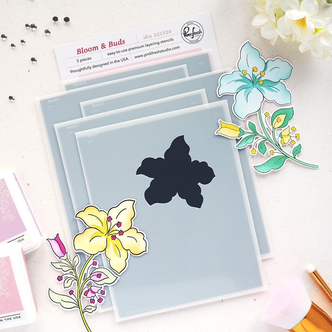 Pinkfresh Studio - Stencils - Bloom & Buds-ScrapbookPal