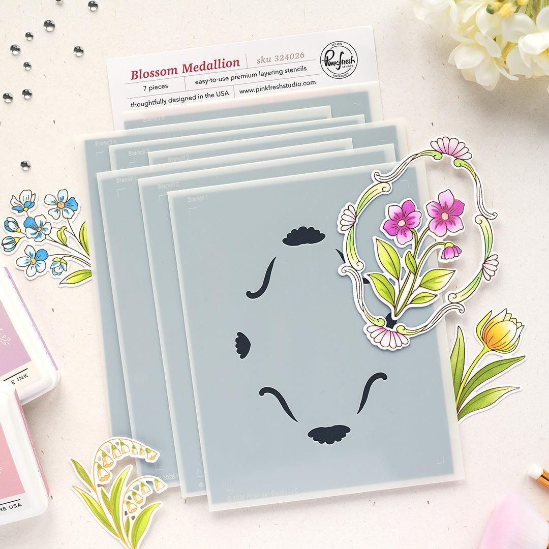 Pinkfresh Studio - Stencils - Blossom Medallion-ScrapbookPal