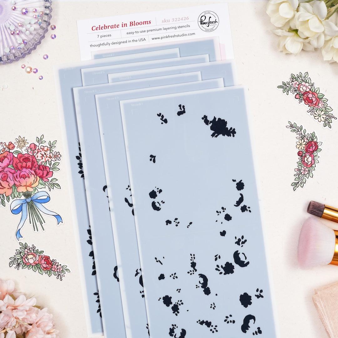 Pinkfresh Studio - Stencils - Celebrate in Blooms-ScrapbookPal
