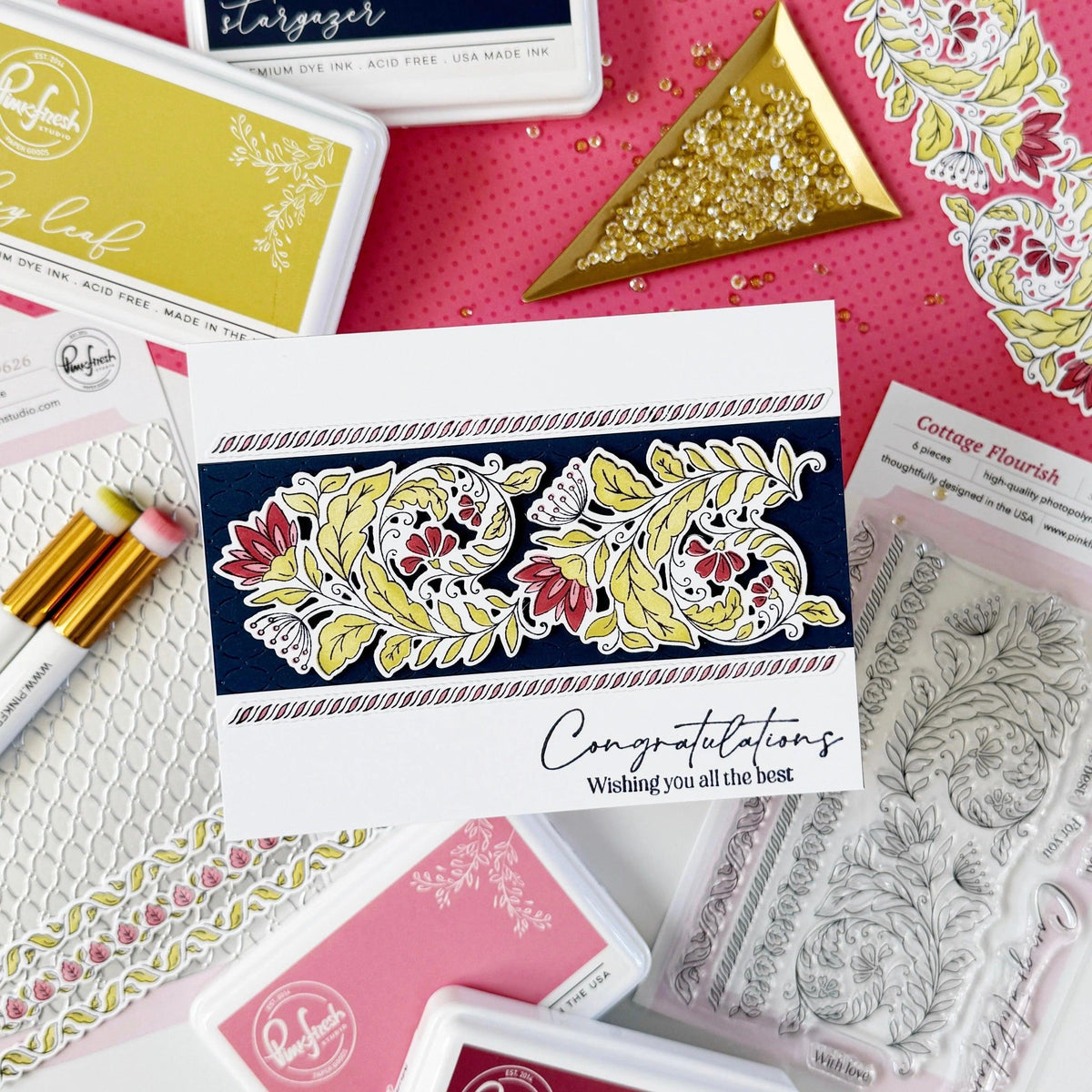 Pinkfresh Studio - Stencils - Cottage Flourish-ScrapbookPal