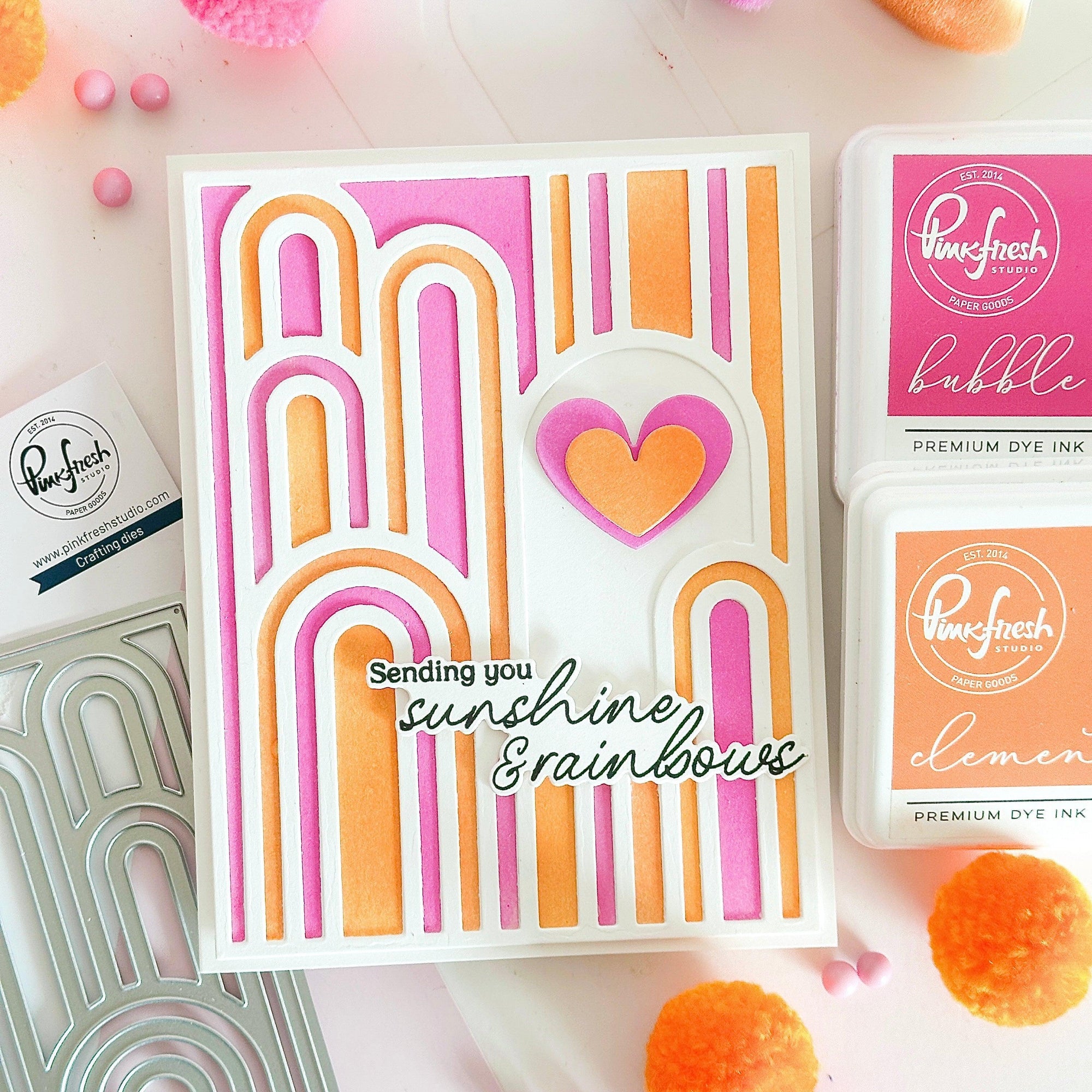 Pinkfresh Studio - Stencils - Elevated Rainbows-ScrapbookPal