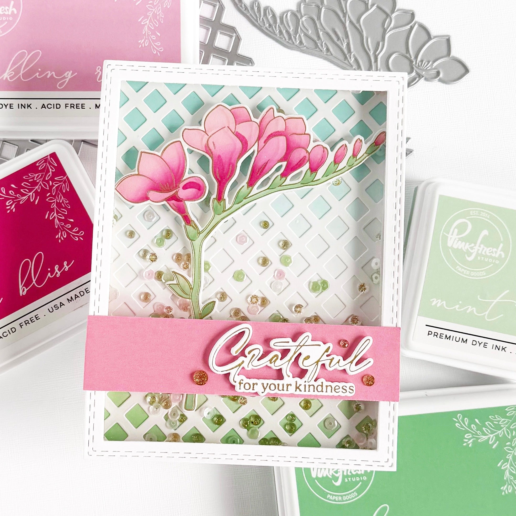 Pinkfresh Studio - Stencils - Freesia Flourish-ScrapbookPal
