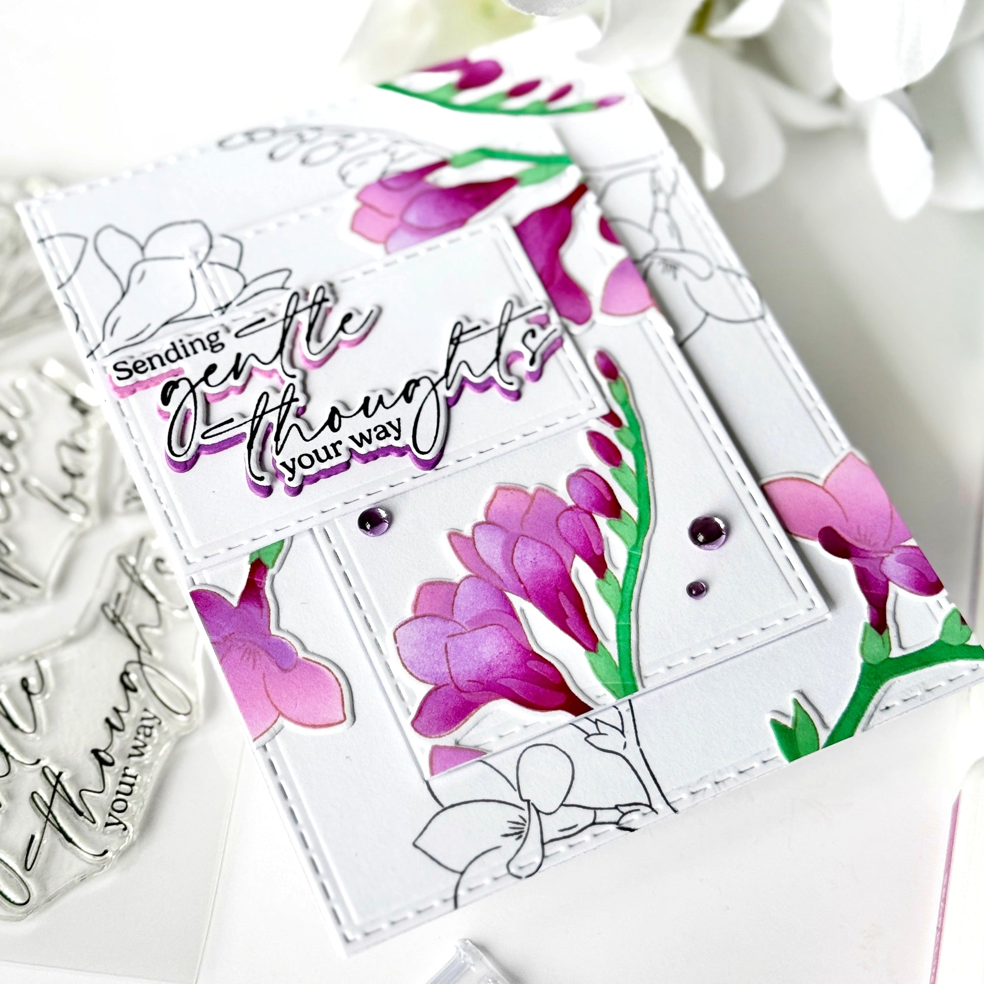 Pinkfresh Studio - Stencils - Freesia Flourish-ScrapbookPal