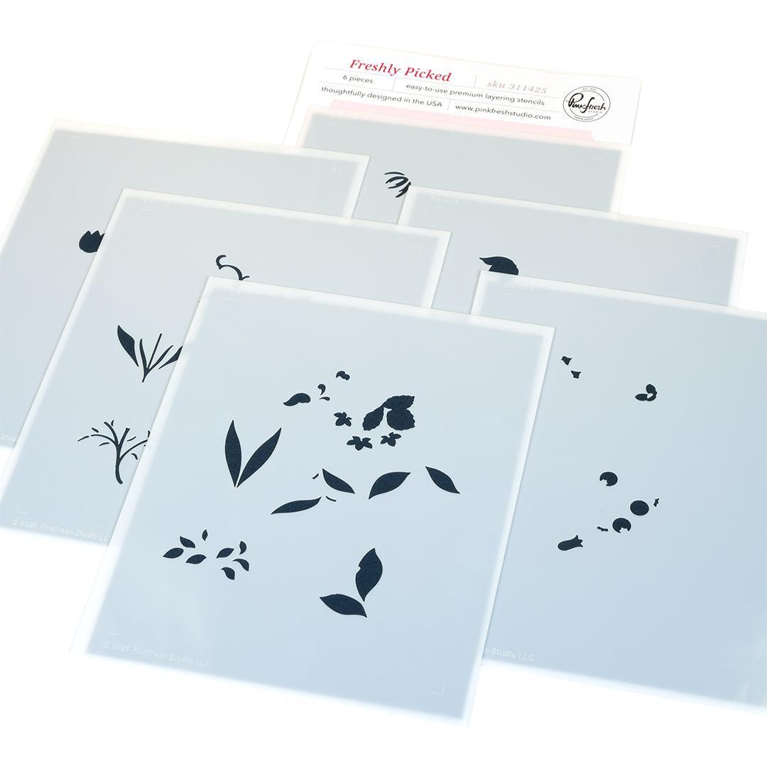 Pinkfresh Studio - Stencils - Freshly Picked-ScrapbookPal
