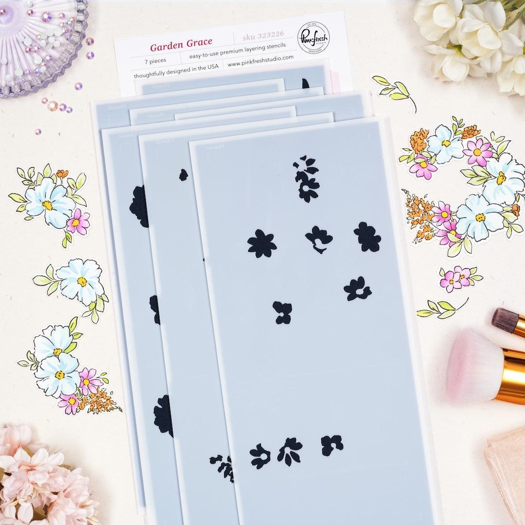 Pinkfresh Studio - Stencils - Garden Grace-ScrapbookPal
