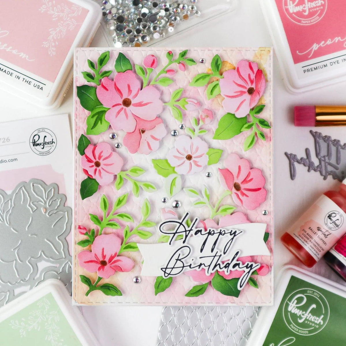 Pinkfresh Studio - Stencils - Gentle Bloomscape-ScrapbookPal