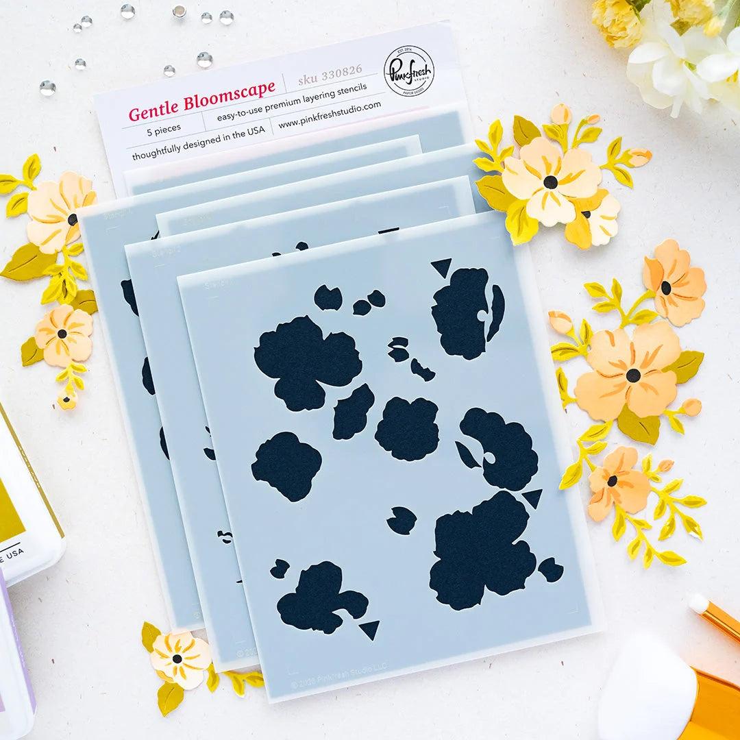 Pinkfresh Studio - Stencils - Gentle Bloomscape-ScrapbookPal