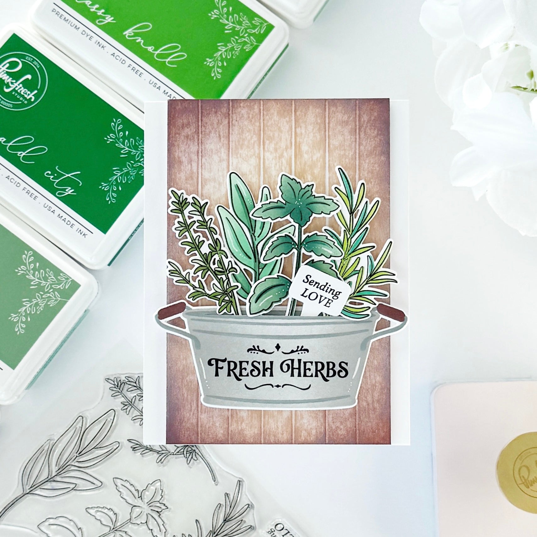 Pinkfresh Studio - Stencils - Herb Garden-ScrapbookPal