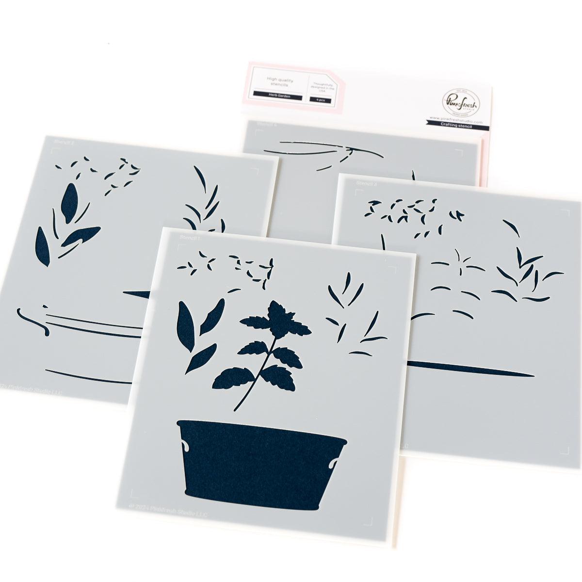 Pinkfresh Studio - Stencils - Herb Garden-ScrapbookPal