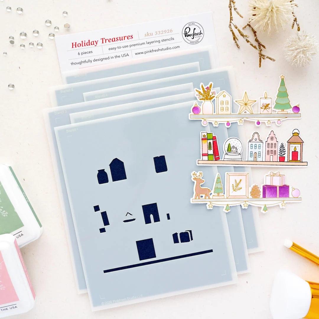 Pinkfresh Studio - Stencils - Holiday Treasures-ScrapbookPal