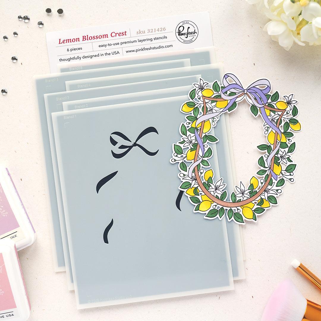 Pinkfresh Studio - Stencils - Lemon Blossom Crest-ScrapbookPal