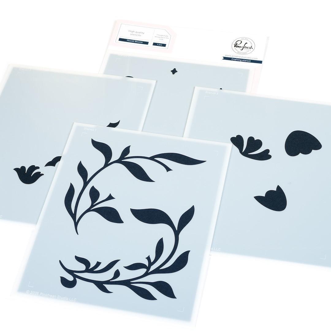 Pinkfresh Studio - Stencils - Moonlit Blooms-ScrapbookPal