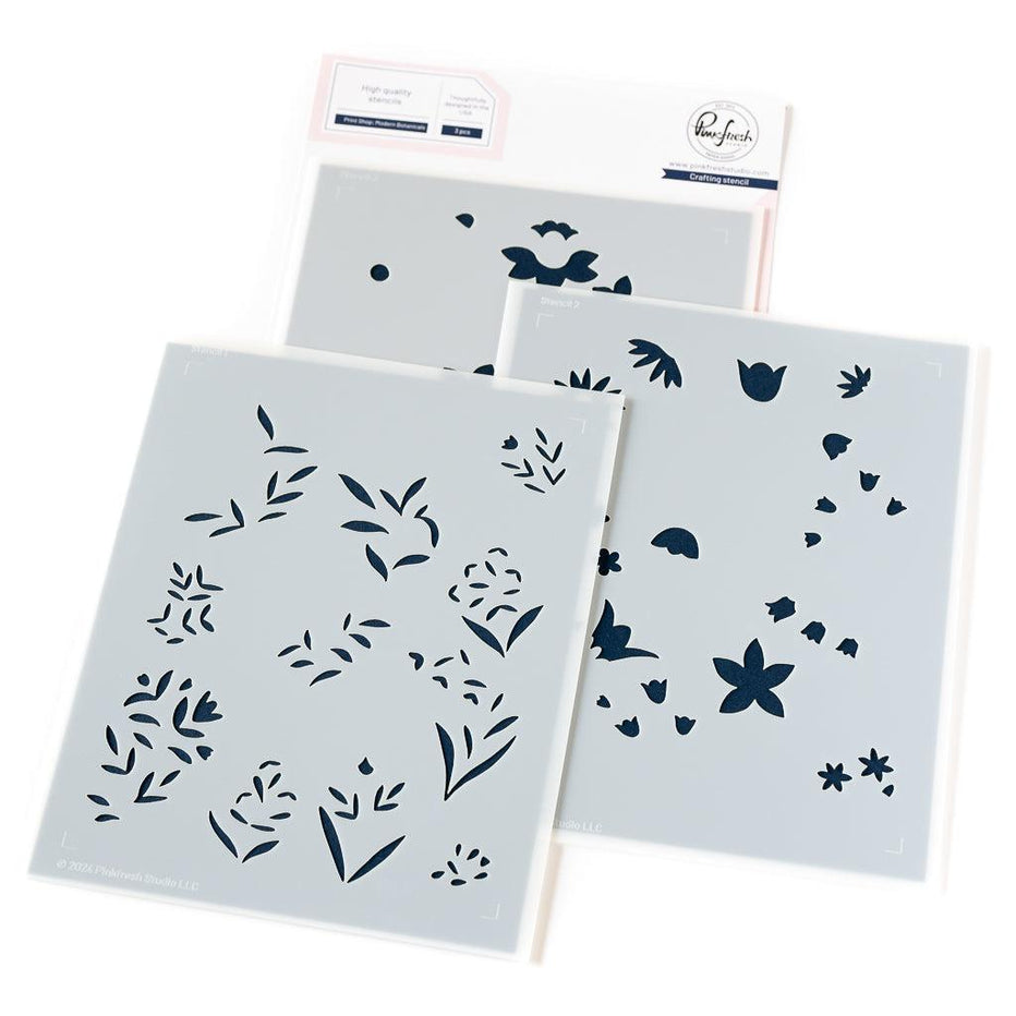 Pinkfresh Studio Stencils Print Shop Modern Botanicals ScrapbookPal