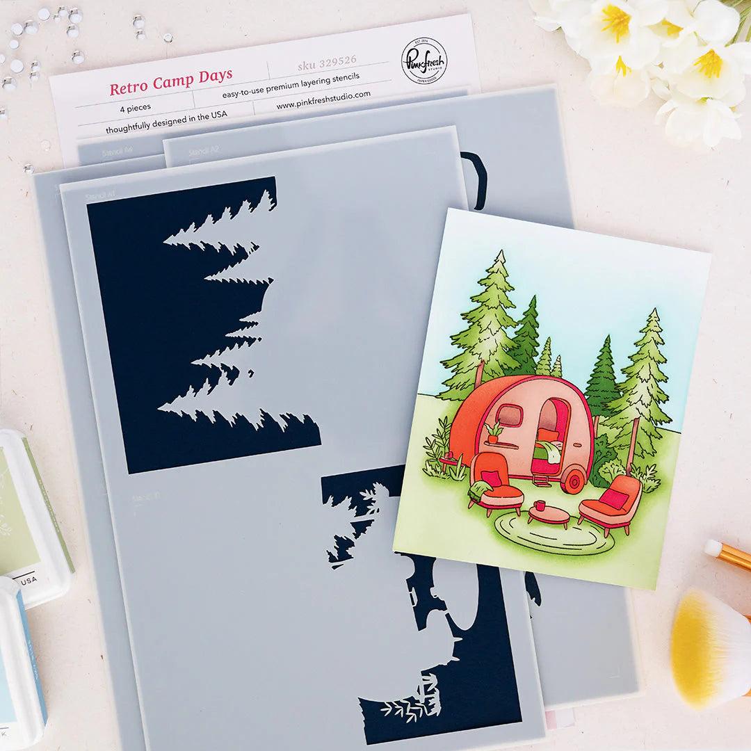 Pinkfresh Studio - Stencils - Retro Camp Days-ScrapbookPal