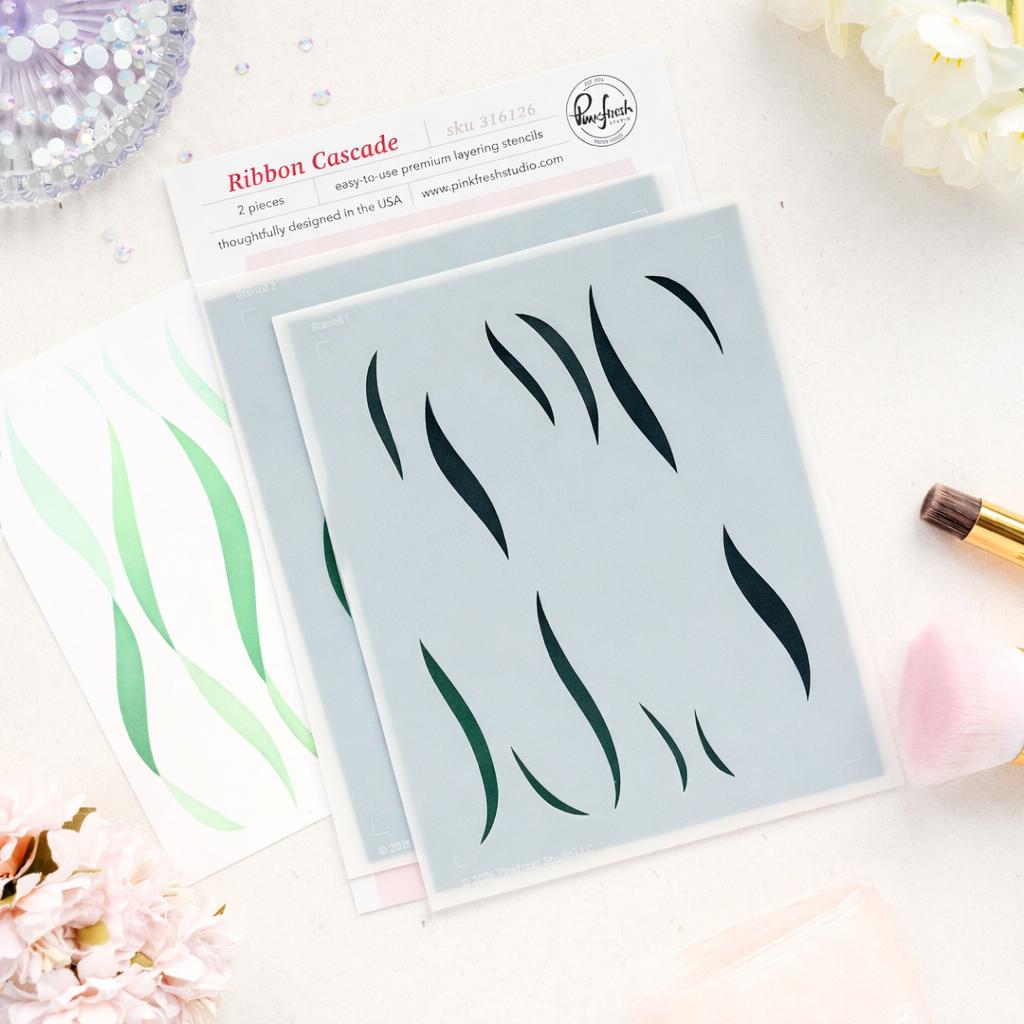 Pinkfresh Studio - Stencils - Ribbon Cascade-ScrapbookPal