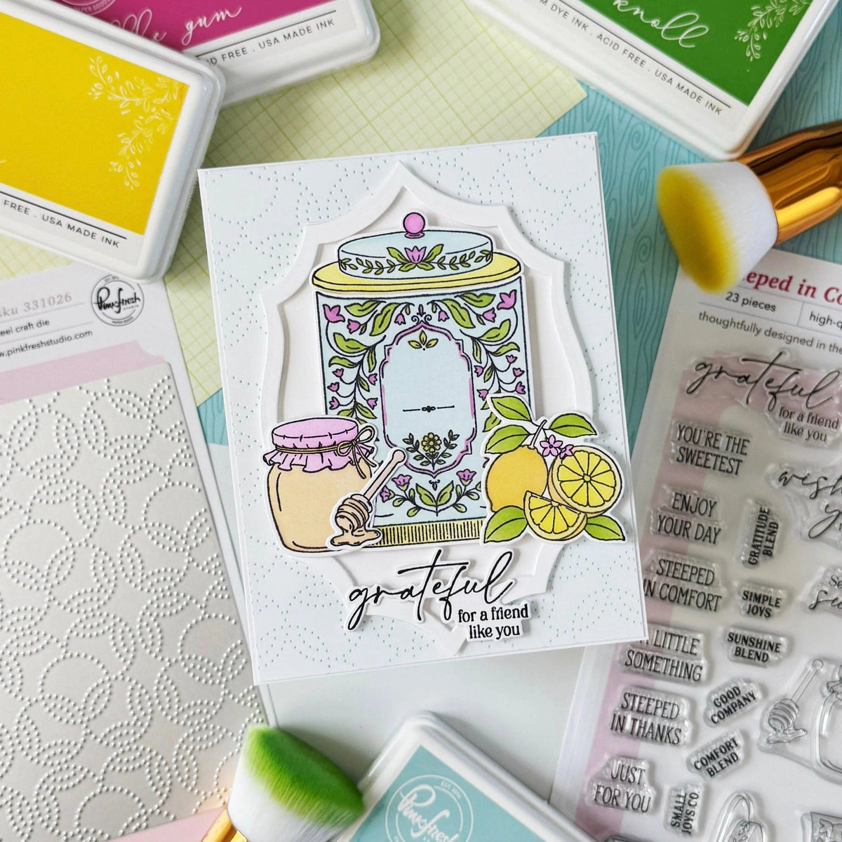 Pinkfresh Studio - Stencils - Steeped in Comfort-ScrapbookPal