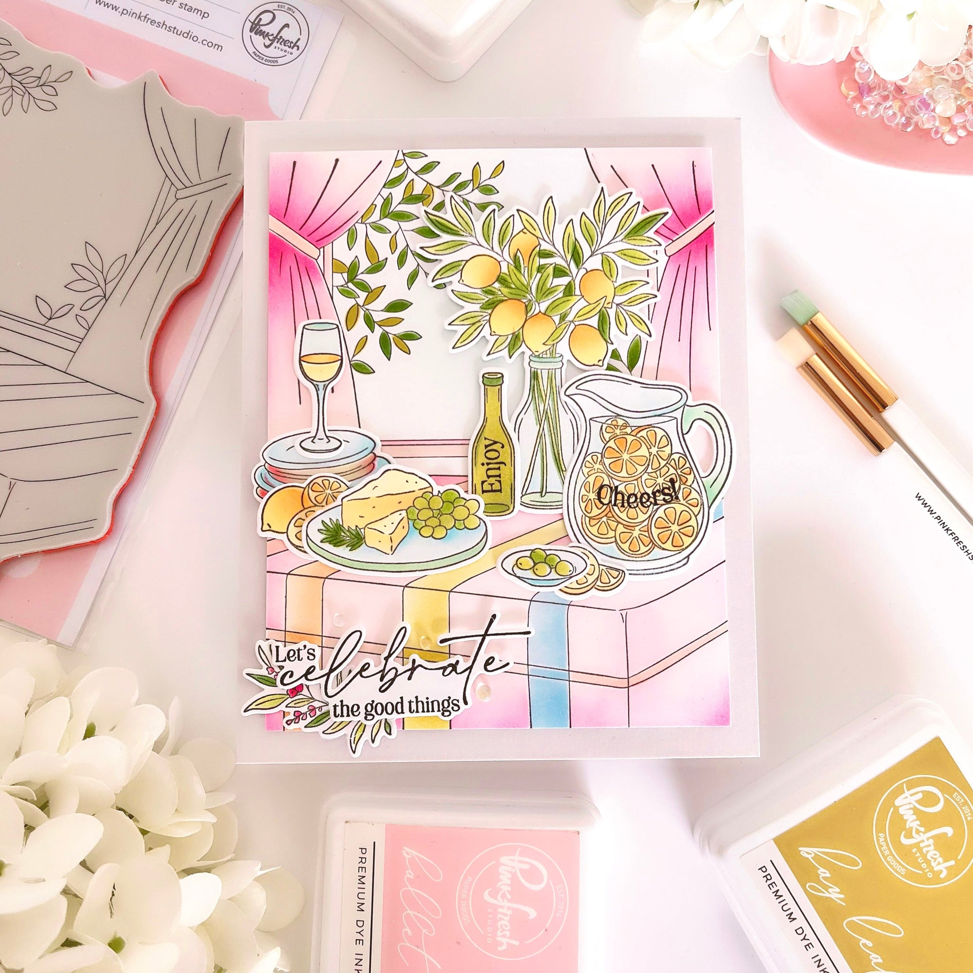 Pinkfresh Studio - Stencils - Sunlit Table-ScrapbookPal