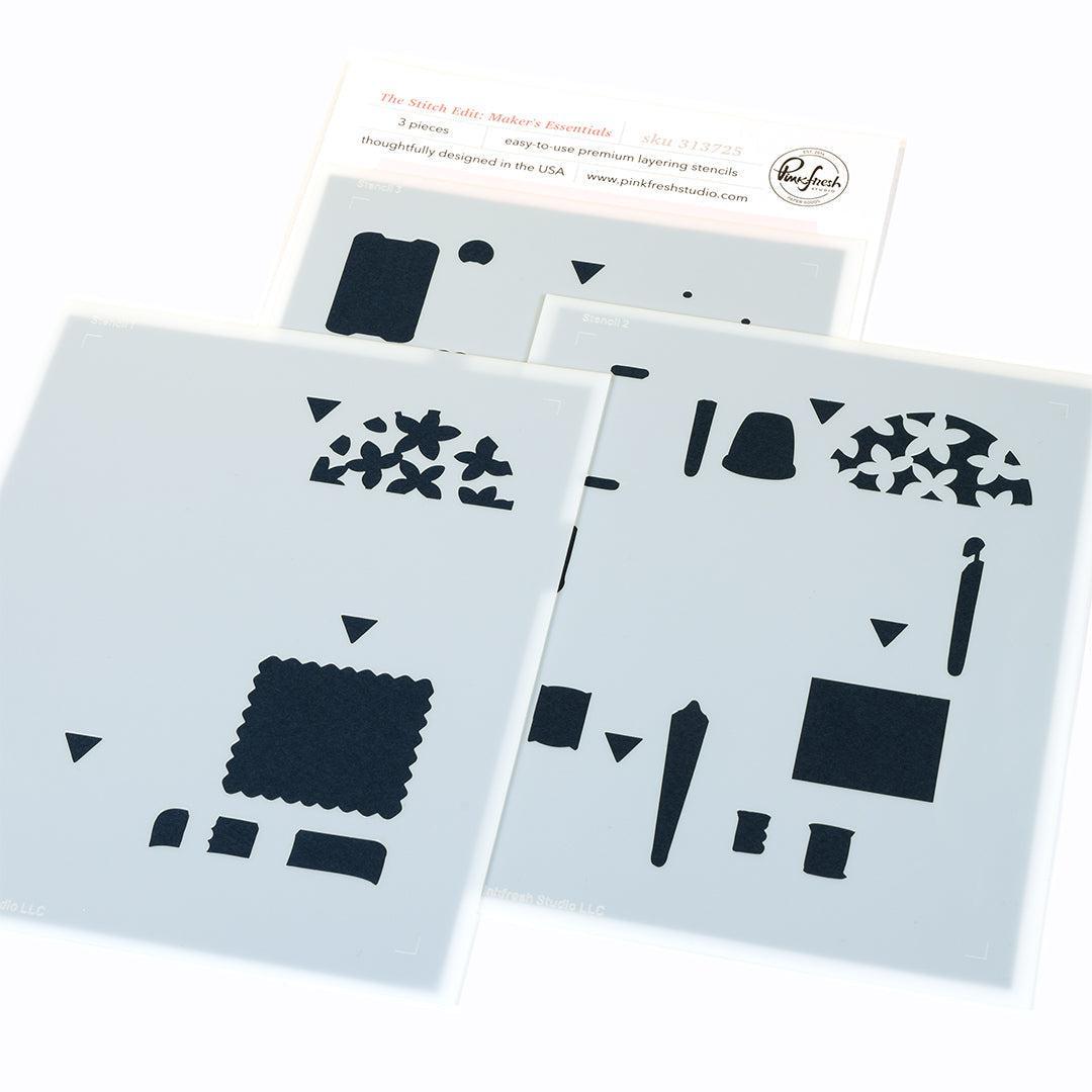 Pinkfresh Studio - Stencils - The Stitch Edit: Maker's Essentials-ScrapbookPal