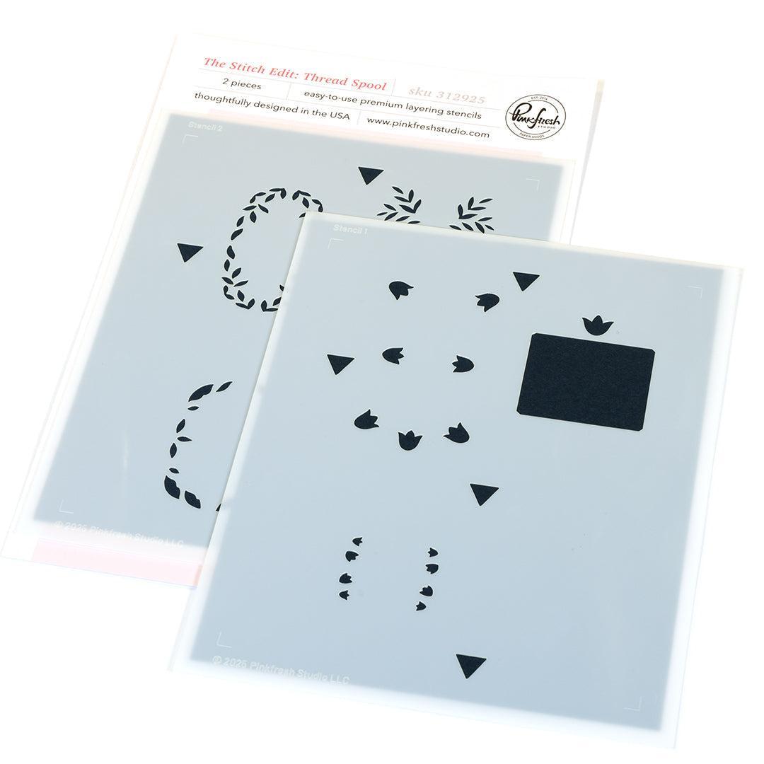 Pinkfresh Studio - Stencils - The Stitch Edit: Thread Spool-ScrapbookPal