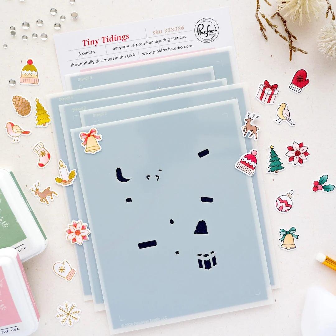 Pinkfresh Studio - Stencils - Tiny Tidings-ScrapbookPal