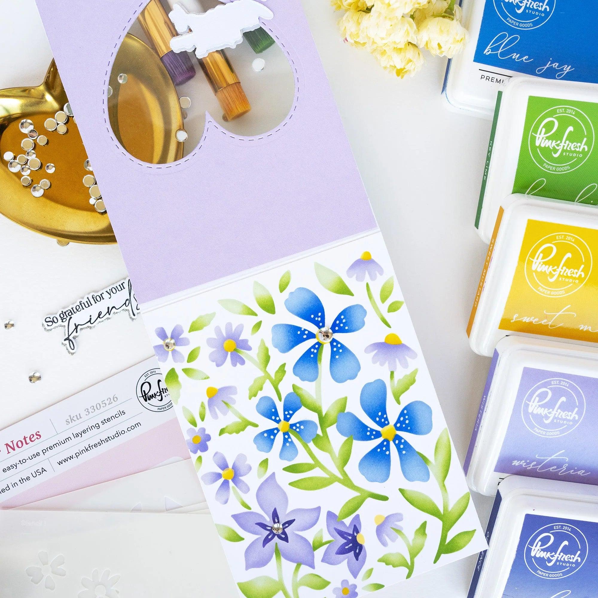 Pinkfresh Studio - Stencils - Wildflower Notes-ScrapbookPal