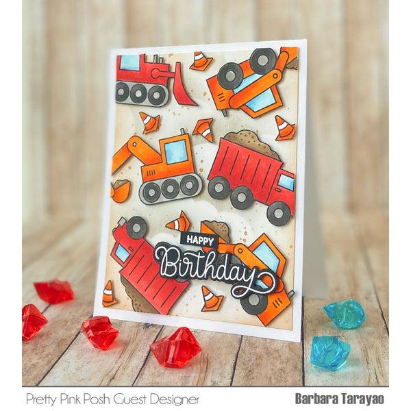 Pretty Pink Posh - Clear Stamps - Construction Trucks-ScrapbookPal