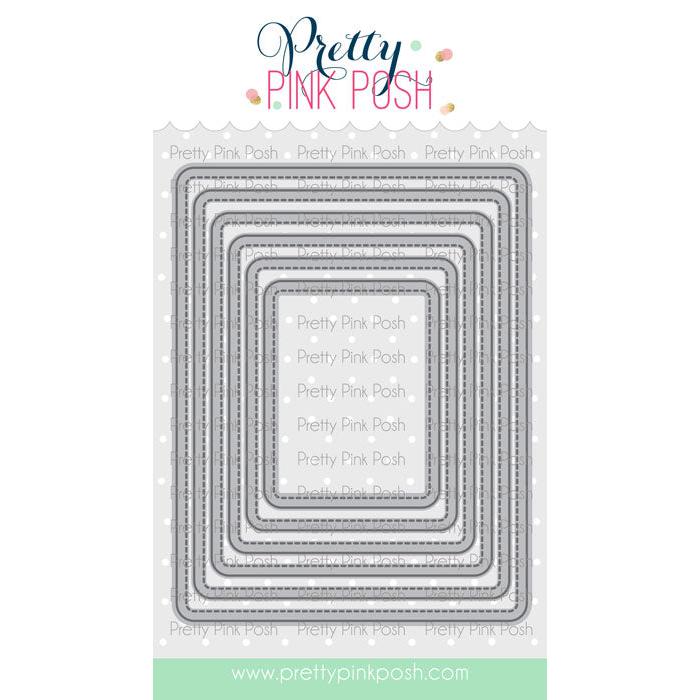 Pretty Pink Posh - Dies - Rounded Stitched Rectangles-ScrapbookPal
