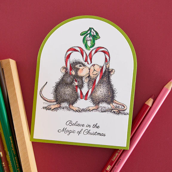 Spellbinders - House-Mouse Holiday Collection - Cling Stamp - Mistletoe Kiss