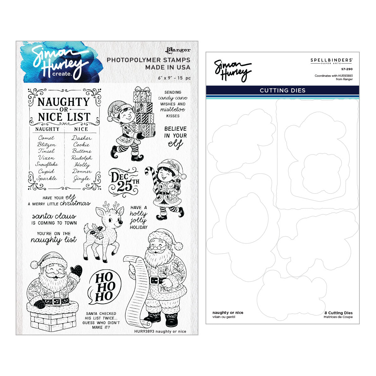 Ranger Ink - Simon Hurley - Clear Stamps &amp; Dies - Naughty or Nice-ScrapbookPal