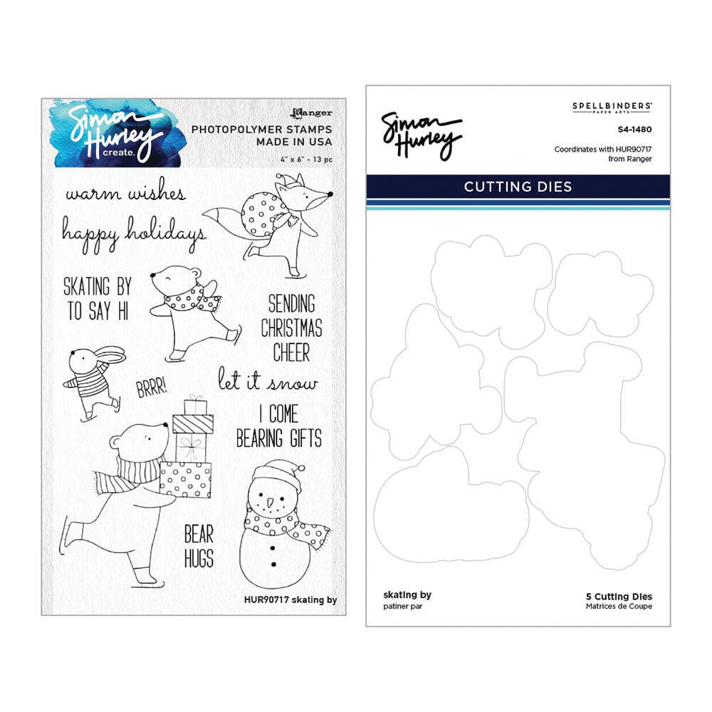 Ranger Ink - Simon Hurley - Clear Stamps &amp; Dies - Skating By-ScrapbookPal