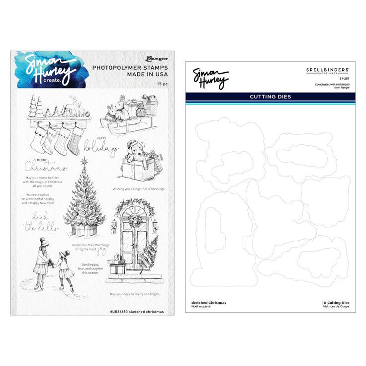 Ranger Ink - Simon Hurley - Clear Stamps &amp; Dies - Sketched Christmas-ScrapbookPal