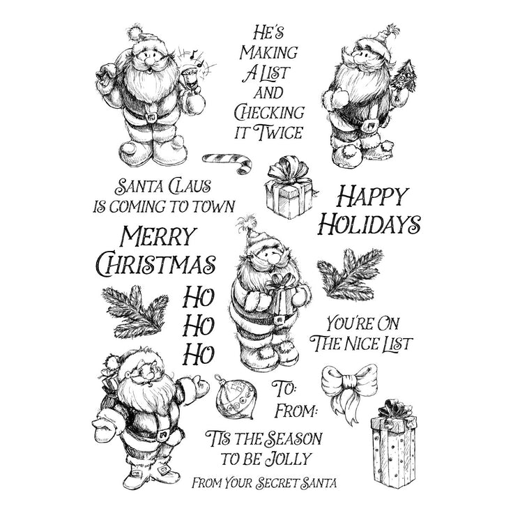 Ranger Ink - Simon Hurley - Clear Stamps &amp; Dies - Sketched Santas-ScrapbookPal