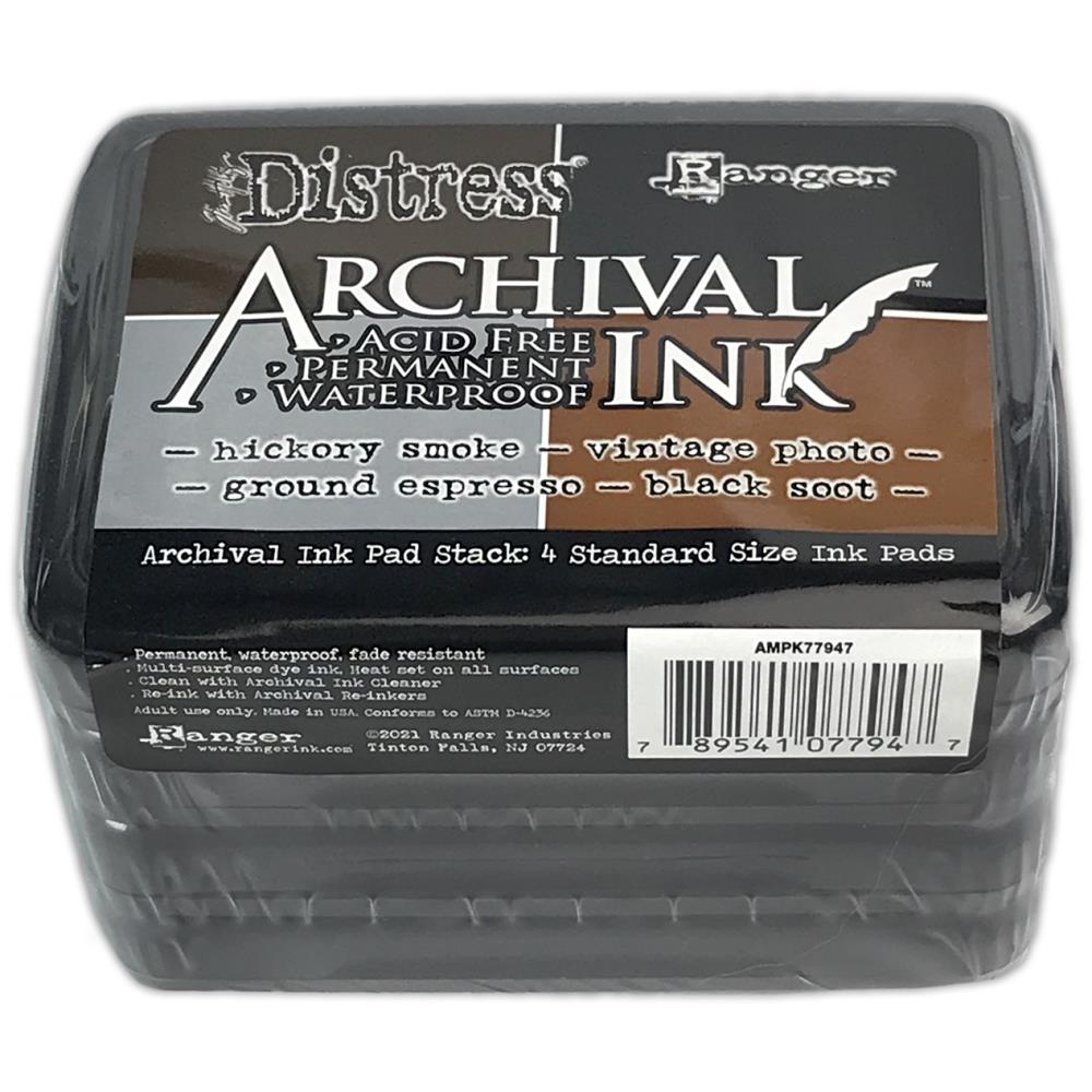 Ranger Ink - Tim Holtz - Distress Archival Ink Pad Stack - Basics-ScrapbookPal