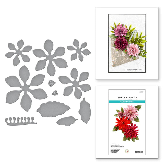 Spellbinders - The Birds & Bees Garden Collection - Dies - Pom Pom Dahlia and Ladybugs