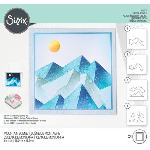 Sizzix - Stencils - Layered Mountain Scene