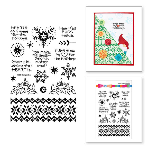 Stampendous - Holiday Hugs Collection - Clear Stamps - Gnome Hugs Sentiments