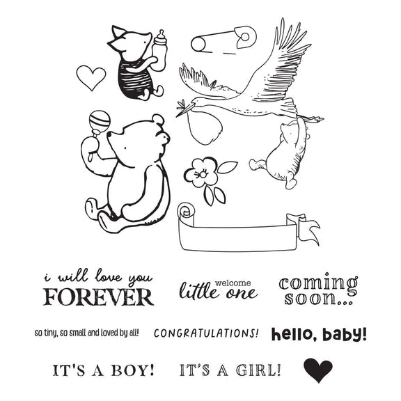 Simple Stories - Say Cheese Classic Pooh Baby Collection - Clear Stamps - Hello Baby-ScrapbookPal