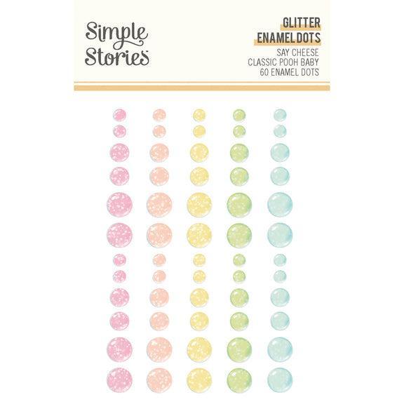 Simple Stories - Say Cheese Classic Pooh Baby Collection - Glitter Enamel Dots-ScrapbookPal