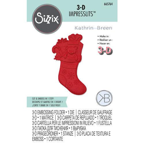 Sizzix - 3-D Impresslits Embossing Folder - Christmas Stocking-ScrapbookPal