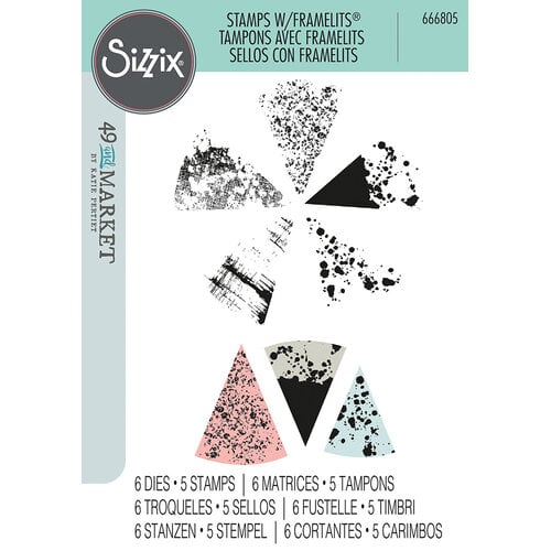 Sizzix - 49 and Market - Framelits Dies w/Stamps - Build-a-Burst Painterly - Scratch & Dent-ScrapbookPal