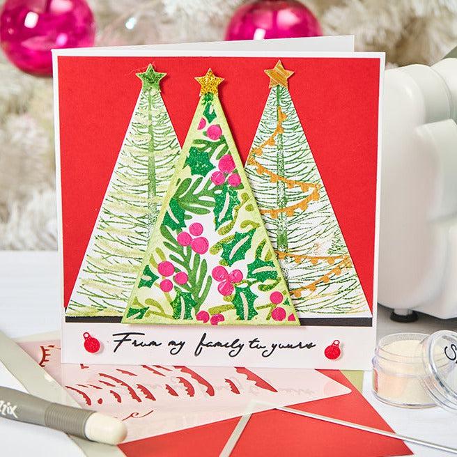 Sizzix - Stencils - Layered Cosmopolitan Christmas, Happy Holidays-ScrapbookPal